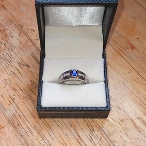 Mens Sapphire Ring with 925 Silver
